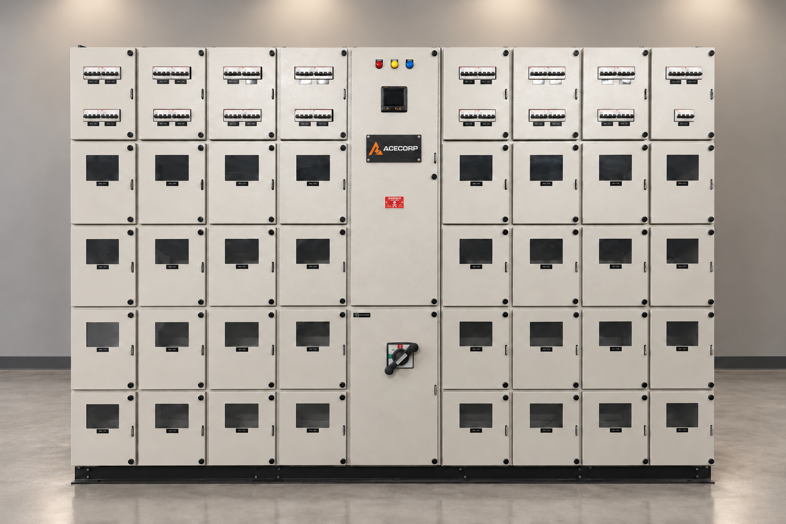 Acecorp metering panel board lineup with feeder meters