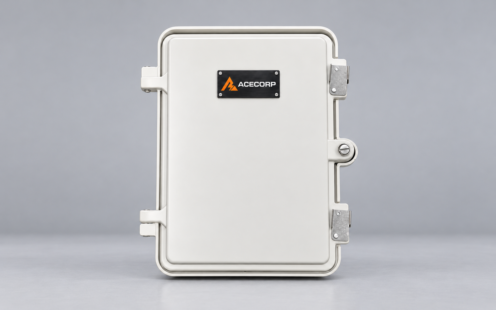Closed Acecorp SMC distribution box with standardized nameplate